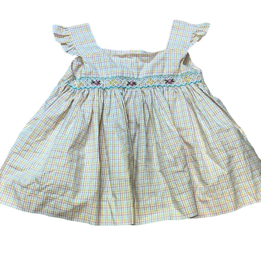 Fantaisie Kids Smocked Pastel Plaid Baby Girl Dress Sz 24 Months